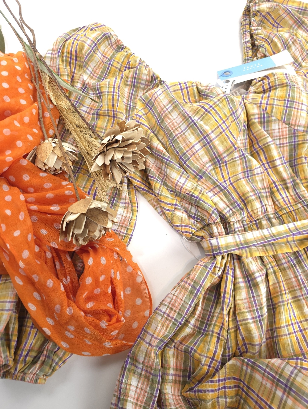 New Tanya Taylor Gorgeous Yellow Plaid Belted Waist Dress Sz 22 - Picture 2 of 15